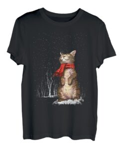 Meowy Weihnachts-Katzen Weihnachten Schnee Kätzchen lustiges Geschenk für Frauen T-Shirt