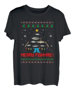 Merry Fishmas Weihnachtsbaum-Pullover, lustig, zum Angeln T-Shirt
