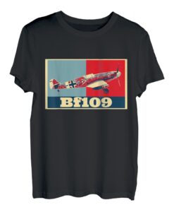Messerschmitt Bf109 Fighter Airplane T-Shirt WW2 Bundeswehr WWII Herrenwaren Kleidung Militärflugzeug T-Shirt