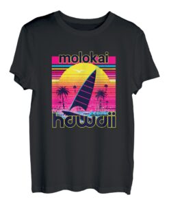 Molokai Retro 80er Jahre Stil Souvenir Strand T-Shirt