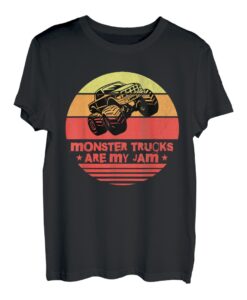 Monster Trucks Are My Jam Vintage-Monstertruck im Retro-Stil bei Sonnenuntergang T-Shirt