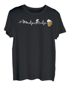 Mountainbike und Bier Herzschlag Fahrrad Radfahren T-Shirt