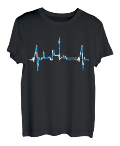 München Skyline Herzschlag Liebe Bayern Flagge I Love Munich T-Shirt