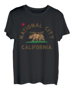 National City California Beach Flag Bear Surf CA Vintage T-Shirt