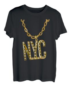 New York City Golden Hip Hop Halskette Kette Outfit Grafik T-Shirt
