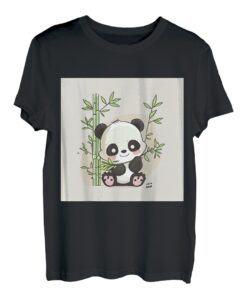 Niedlicher Happy Kawaii Panda isst kleine Bambus-Triebe T-Shirt