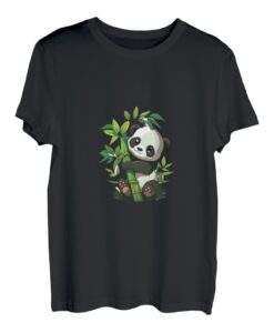 Niedlicher Happy Kawaii Panda umarmt Bambusbäume T-Shirt