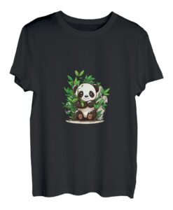Niedlicher Happy Kawaii Panda versteckt sich im Bambuswald T-Shirt