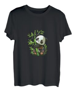 Niedlicher Happy Kawaii Pandabär umarmt Bambusbäume T-Shirt