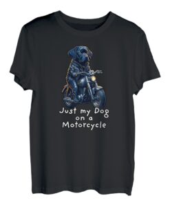 Niedlicher schwarzer Labrador fährt Motorrad an Weihnachten T-Shirt