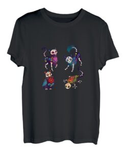 Niedlicher Zuckerschädel mexikanische Katze Halloween Skelett T-Shirt