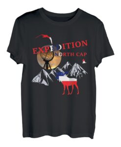 Norwegen Expedition Nordkap Berge Elch Flagge Skandinavien T-Shirt