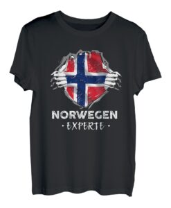 Norwegen Experte Flagge Skandinavien Urlaub T-Shirt
