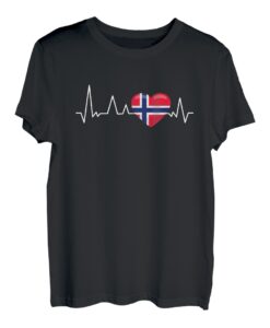 Norwegen Flagge Herzschlag Skandinavien Urlaub T-Shirt