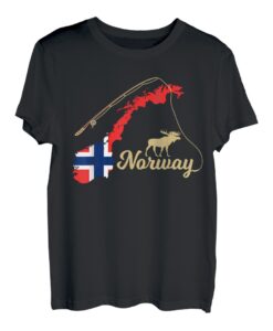 Norwegen Landkarte Angel Elch T-Shirt