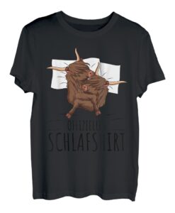 Offizielles Schlafshirt Schottisches Hochlandrind Kuh T-Shirt