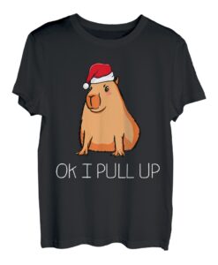 Ok I Pull Up Capybara Weihnachtspyjama Tier Weihnachtsmütze T-Shirt