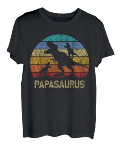 Papa Dinosaurier T Rex Papasaurus 2 Kinder Familie Matching T-Shirt