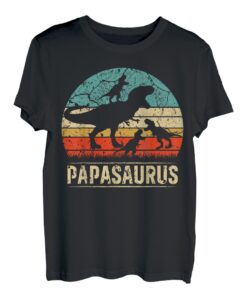 Papa Dinosaurier T Rex Papasaurus 3 Kinder Familie Matching T-Shirt