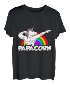 Papacorn Regenbogen EInhorn Vater Papa Sport Bodybuilding T-Shirt