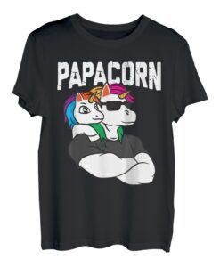Papacorn Vater Tochter Einhorn bunt T-Shirt