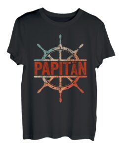 Papitän Papa und Kapitän Lustiges Retro Vater Anker T-Shirt