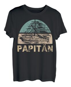 Papitän Vater Papa Kapitän Lustiger Retro Segelboot Vatertag T-Shirt