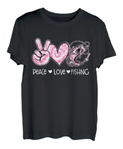 Peace Love Fishing Herz Batikfärbung T-Shirt