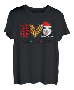 Peace Love Husky Weihnachtsbaum Lichter Hundeliebhaber Weihnachtsmann Xmas T-Shirt