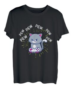 Pew Pew Gaming Cat Katze Videogame Zocken Konsole Gaming T-Shirt