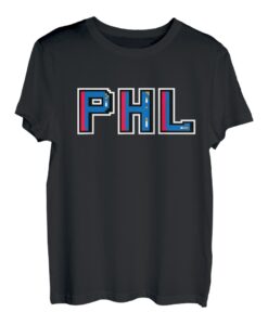 PHL Philadelphia Abkürzungsbuchstaben in Blau und Rot Retro T-Shirt
