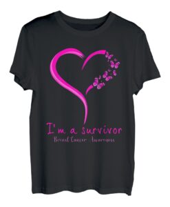 Pink Butterfly Heart I'm a Survivor Brustkrebs-Bewusstsein T-Shirt