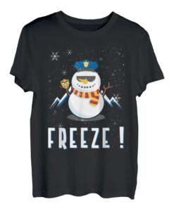 Police Cop Schneemann Freeze Polizist Polizei Weihnachten T-Shirt