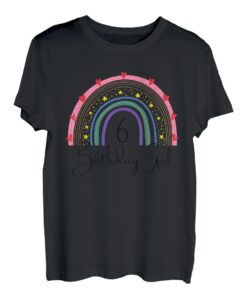 Regenbogen 6 Jahre Mädchen Geburtstag Party Boho Familie 6. Jahr T-Shirt