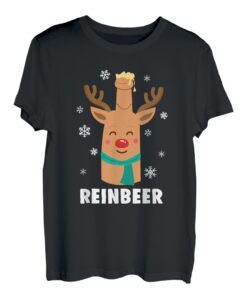 Reinbeer Ren Hirsch Bier Glühwein Neujahr Nikolaus Geschenk T-Shirt