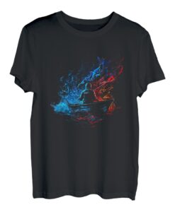 Retro Angler Flammen Fischer Vintage Angelrute Fisch T-Shirt