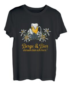 Retro Bergsteiger Mensch Wanderer Geschenk Berge und Bier T-Shirt