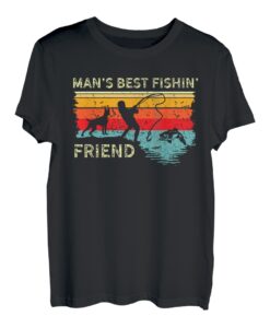 Retro Boxer Hund Angeln Buddy Mans Best Friend Fisherman T-Shirt
