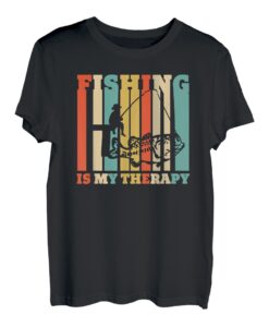 Retro Fishing Is My Therapy Lustige Männer Vatertag Angeln T-Shirt