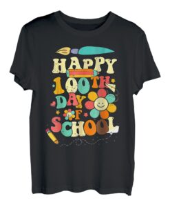Retro Groovy Happy 100th Day of School Lehrer Kinder Jungen T-Shirt