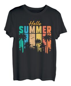 Retro Hello Summer | Palme | Urlaub Sommer T-Shirt