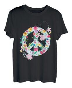 Retro Hippie Blume Blumig Blumenfrieden Zeichen Weltfrieden T-Shirt