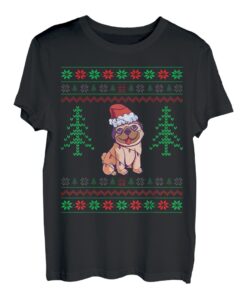 Retro Lustiger Mops Weihnachten T-Shirt