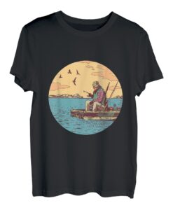Retro Oldman Angeln am Meer T-Shirt