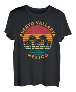 Retro Puerto Vallarta Urlaub Souvenir Palme T-Shirt