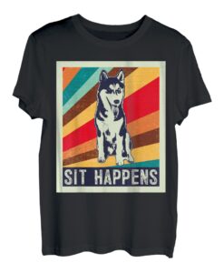 Retro Siberian Husky T-Shirt Damen & Herren