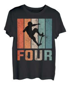 Retro-Skateboard, 4. Geburtstag, Jungen, Kinder, 4 Jahre T-Shirt