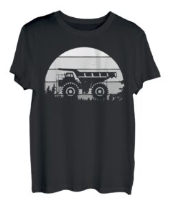 Retro Vintage Sonnenuntergang Bagger Kipper Bau LKW T-Shirt