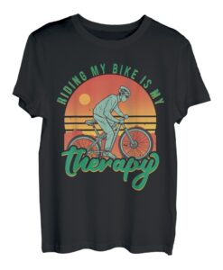 Riding My Bike Is My Therapy Mountainbike Radfahrer Wandern T-Shirt