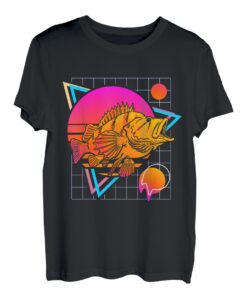 Rockfish Retro 80er Jahre Stil Vintage Angeln T-Shirt